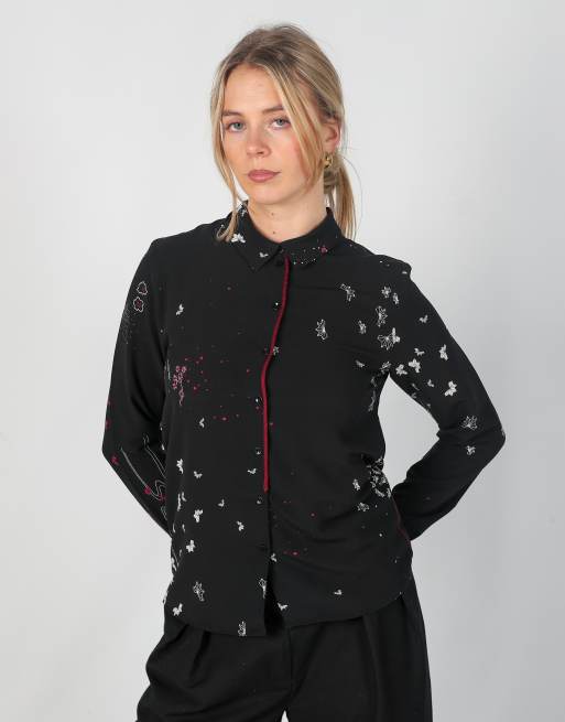 Vintage Cop Copine S blouse in black, 3 of 4