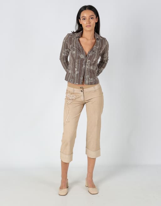 Vintage Cop Copine S Capri Trouser Tan ASOS