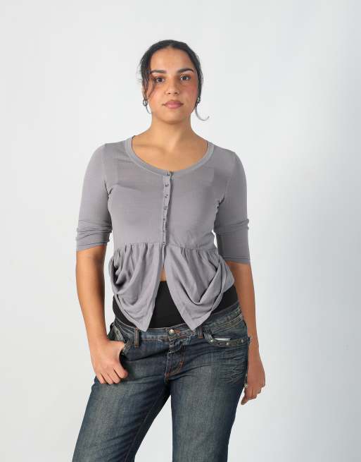 Vintage Cop Copine S cardigan in grey, 3 of 4