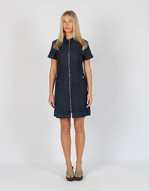 Vintage Cop Copine S denim midi dress in blue
