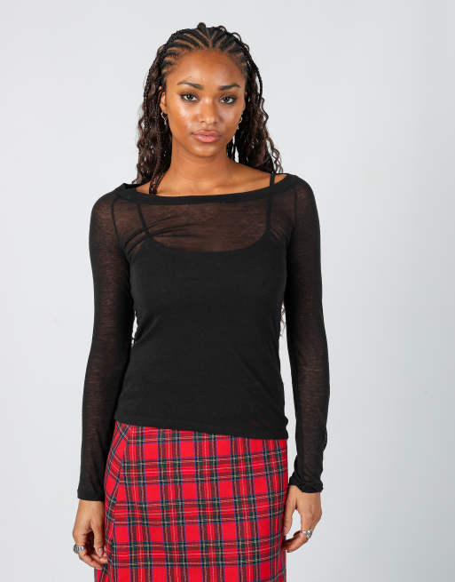 Vintage Cop Copine S long sleeve top in black | ASOS