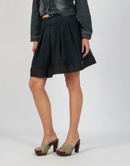 Vintage Cop Copine S woven mini skirt in navy blue, 2 of 4