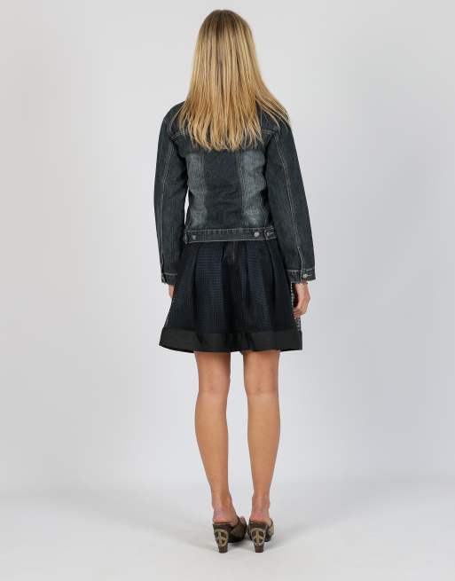 Vintage Cop Copine S woven mini skirt in navy blue, 3 of 4