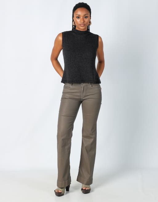 Vintage Cop Copine S woven trousers in khaki green | ASOS