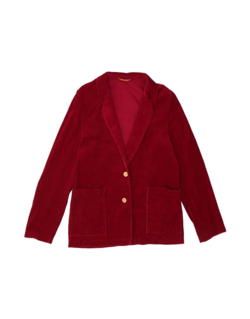 Vintage Corduroy 2 Button Blazer Jacket UK 12 Medium In Burgundy
