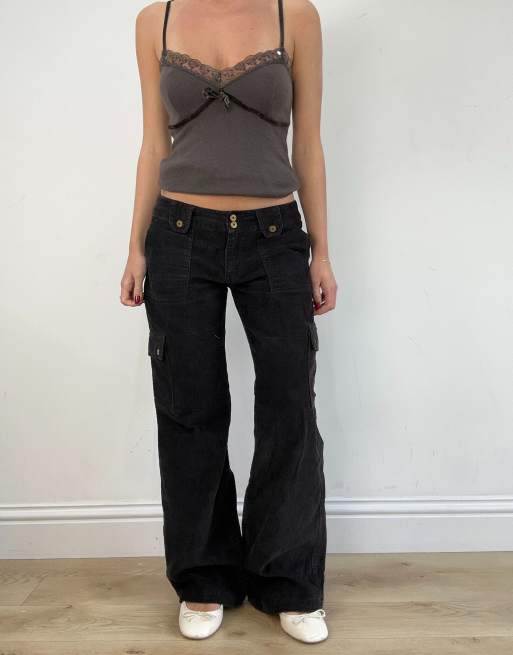 Vintage corduroy cargo jeans in black