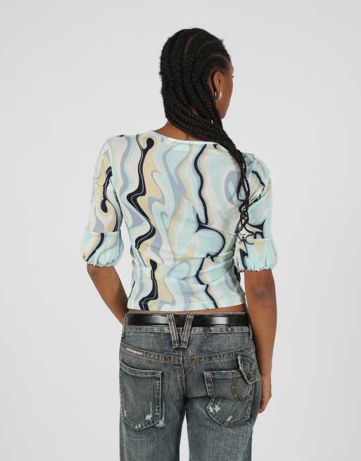 Vintage Cosmos S mesh top in light blue, 2 of 4