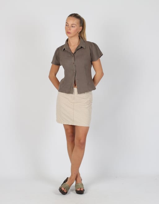 Vintage Cotton Belt S woven mini skirt in brown