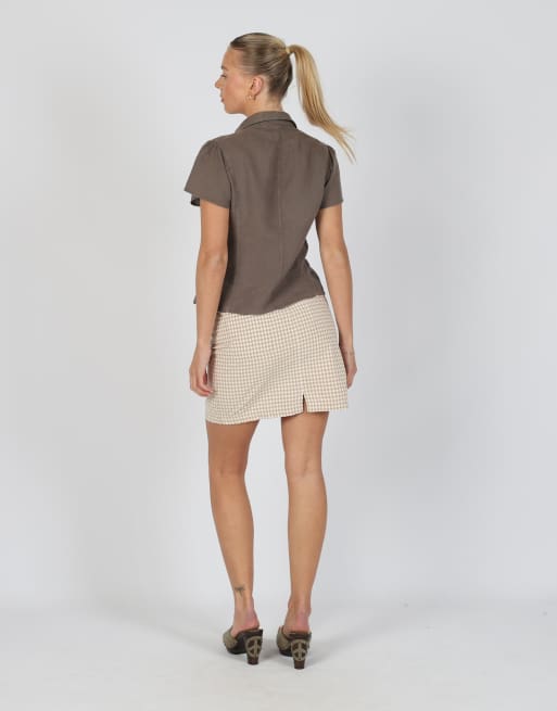 Vintage Cotton Belt S woven mini skirt in brown, 3 of 4