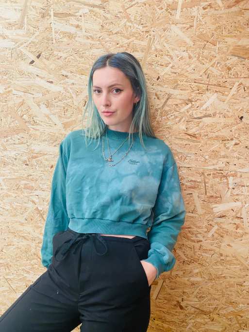 Vintage Cotton Traders Size L Reworked tie dye crop sweatshirt