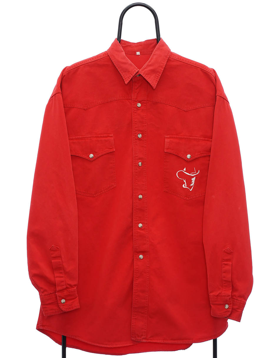 Vintage Cowboys Size XL Long Sleeved Shirt In Red