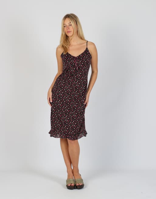 Vintage Crazy World M woven midi dress in black