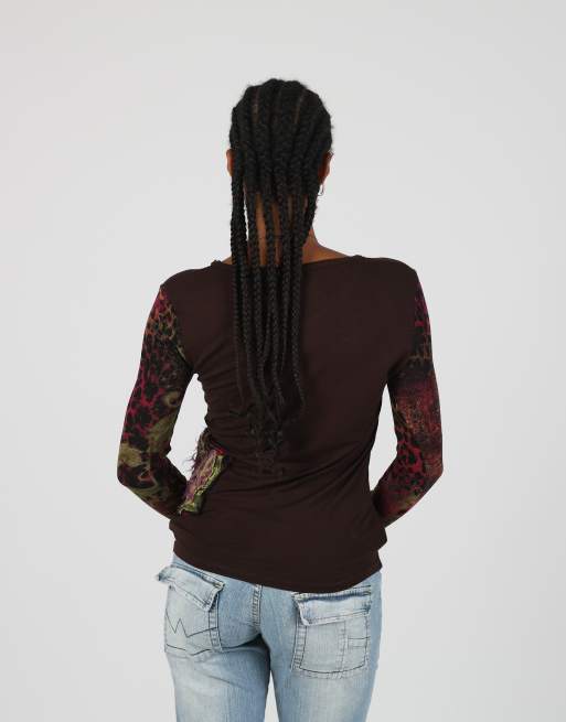 Vintage Creola S long sleeve top in brown, 2 of 4
