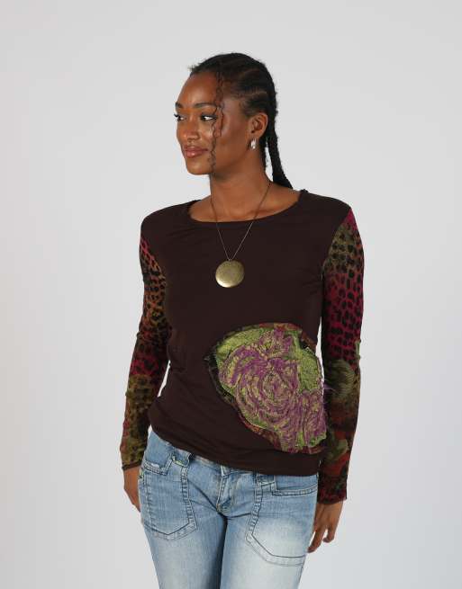 Vintage Creola S long sleeve top in brown, 3 of 4