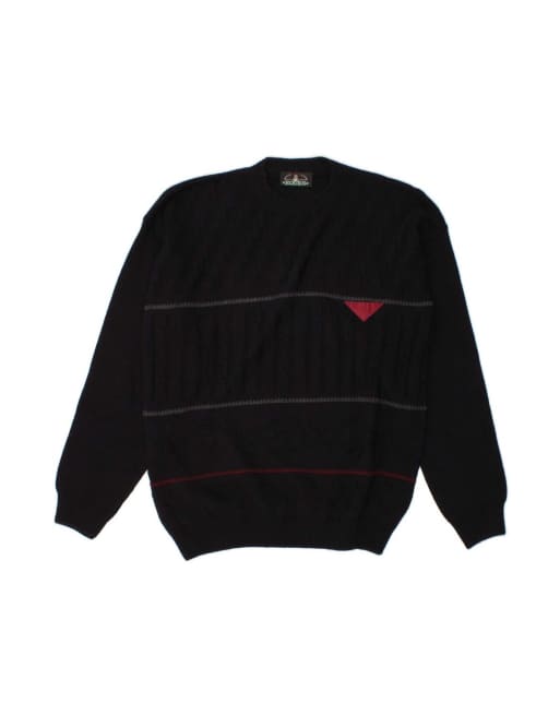 Vintage Crew Neck Jumper Sweater 2XL In Blue Striped