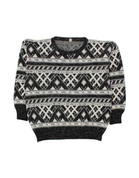 Vintage Crew Neck Jumper Sweater 2XL In Grey Fair Isle - view 1