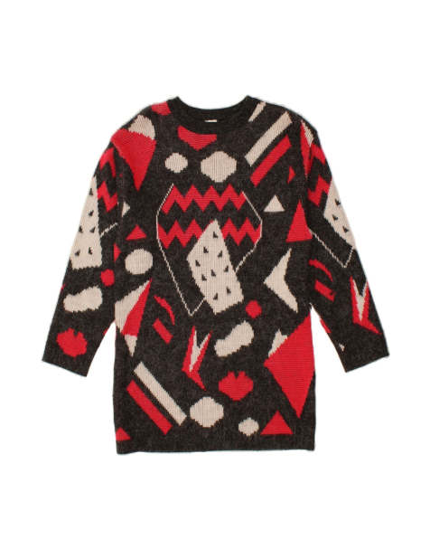 Vintage Crew Neck Jumper Sweater EU 36/38 Medium In Grey Geometric - view 1