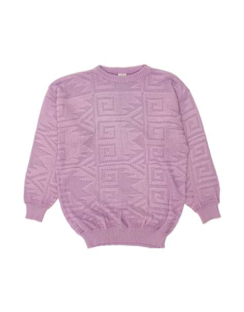 Vintage Crew Neck Jumper Sweater EU 42 Large In Purple Fair Isle - view 1
