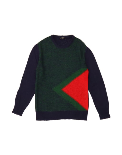 Vintage Crew Neck Jumper Sweater It 46 Large In Blue Colourblock