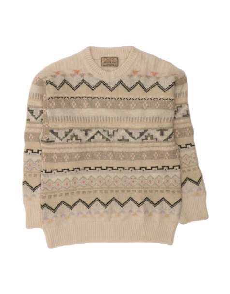 Vintage Crew Neck Jumper Sweater It 48 Medium In Off In White Fair Isle - view 1