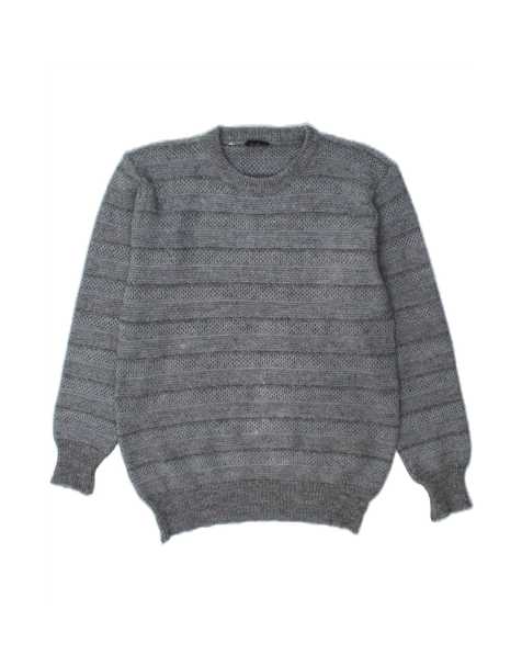 Vintage Crew Neck Jumper Sweater It 50 Medium In Blue Striped - view 1