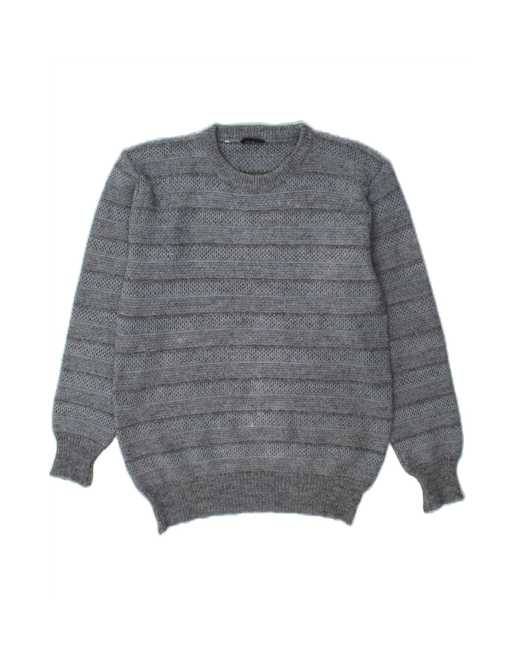 Vintage Crew Neck Jumper Sweater It 50 Medium In Blue Striped