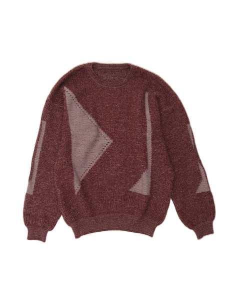 Vintage Crew Neck Jumper Sweater It 50 Medium In Maroon Geometric - view 1