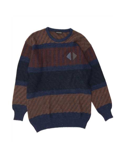Vintage Crew Neck Jumper Sweater It 50 Medium In Multicoloured Striped - view 1