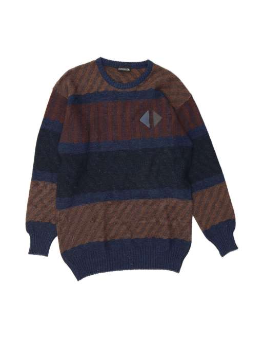 Vintage Crew Neck Jumper Sweater It 50 Medium In Multicoloured Striped