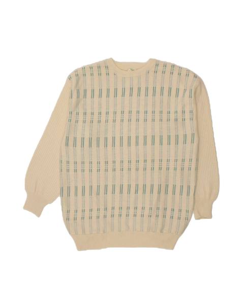 Vintage Crew Neck Jumper Sweater It 52 Large In Beige Striped - view 1