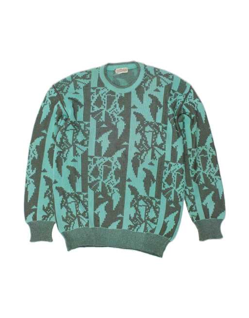 Vintage Crew Neck Jumper Sweater It 52 Large In Turquoise