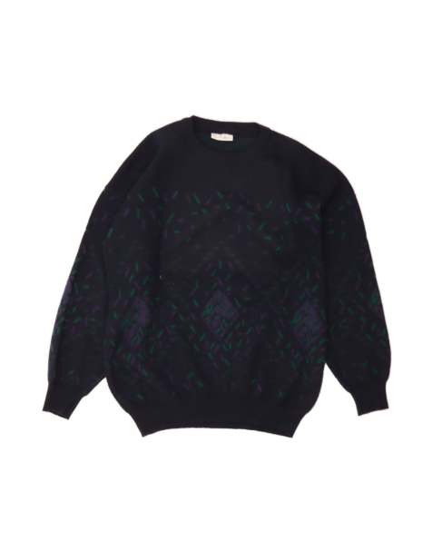Vintage Crew Neck Jumper Sweater Large In Blue Argyle/diamond - view 1