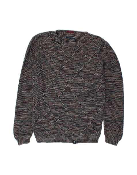 Vintage Crew Neck Jumper Sweater Large In Grey Argyle/diamond - view 1