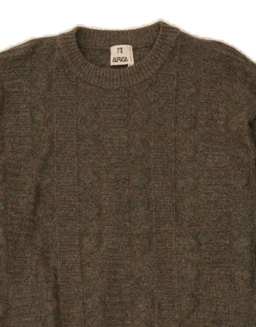 Vintage Crew Neck Jumper Sweater Large In Khaki Flecked, 3 of 4