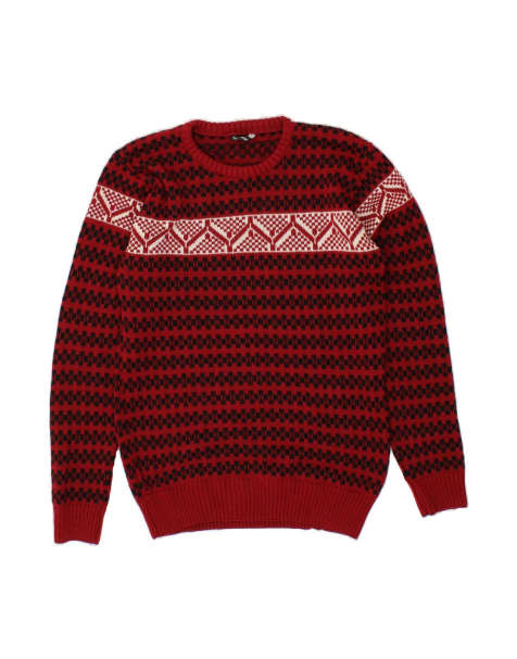 Vintage Crew Neck Jumper Sweater Large In Red Fair Isle - view 1