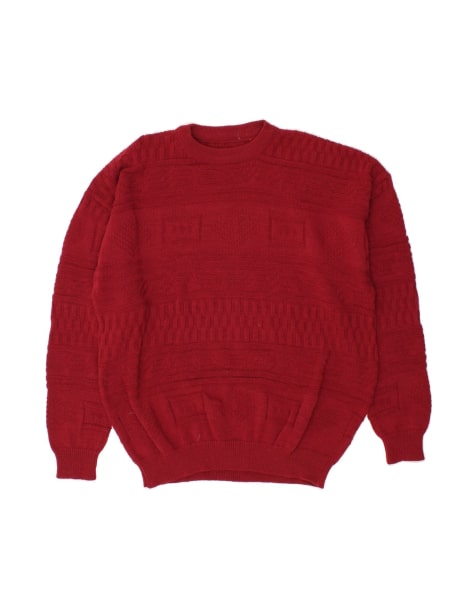 Vintage Crew Neck Jumper Sweater Large In Red Fair Isle - view 1