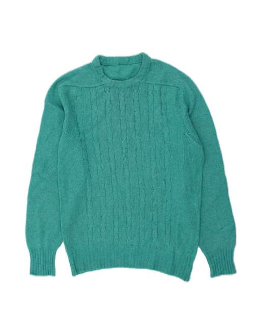Vintage Crew Neck Jumper Sweater Large In Turquoise