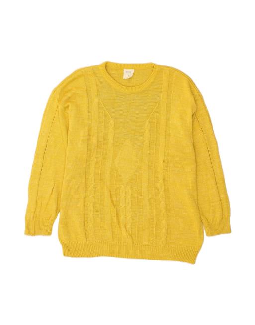 Vintage Crew Neck Jumper Sweater Large In Yellow