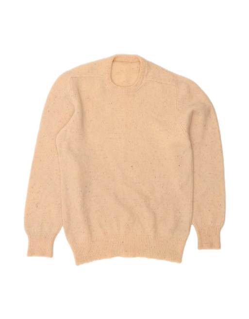 Vintage Crew Neck Jumper Sweater Medium In Beige Flecked
