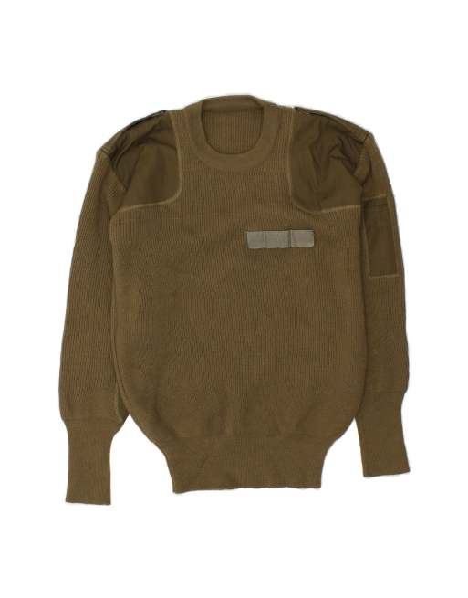 Vintage Crew Neck Jumper Sweater Medium In Khaki