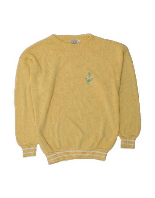 Vintage Crew Neck Jumper Sweater Medium In Yellow