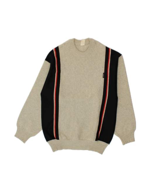 Vintage Crew Neck Jumper Sweater Small In Grey Colourblock