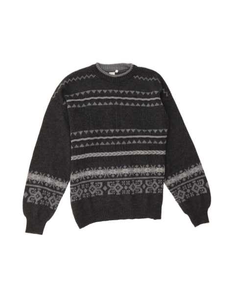 Vintage Crew Neck Jumper Sweater UK 10 Small In Grey Fair Isle - view 1
