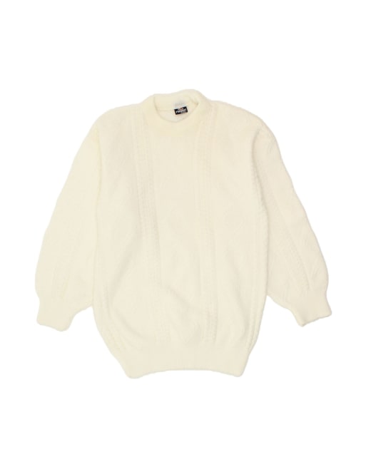Vintage Crew Neck Jumper Sweater UK 10 Small In White