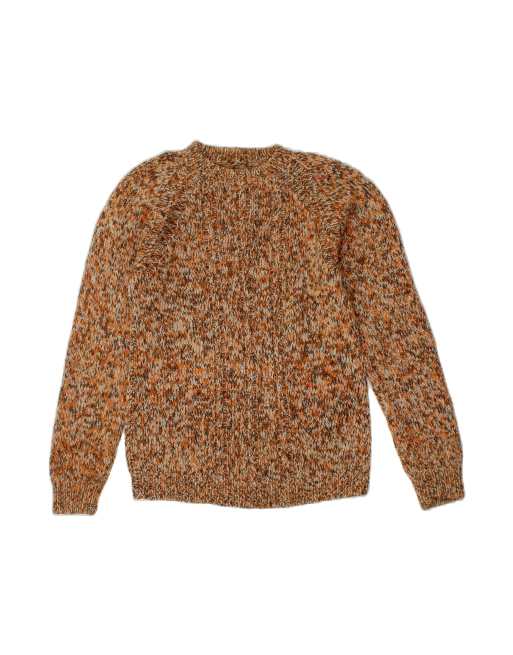 Vintage Crew Neck Jumper Sweater UK 12 Medium In Brown Flecked