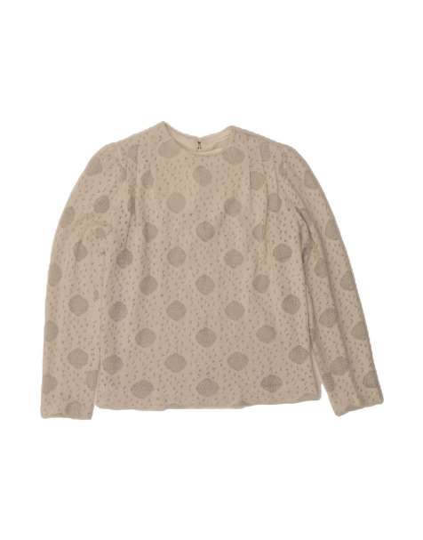 Vintage Crew Neck Jumper Sweater UK 12 Medium In Off In White Spotted - view 1