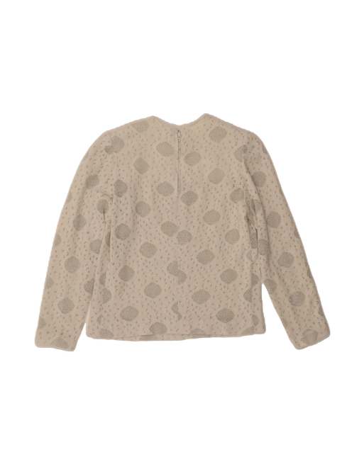Vintage Crew Neck Jumper Sweater UK 12 Medium In Off In White Spotted, 2 of 4