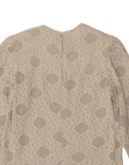 Vintage Crew Neck Jumper Sweater UK 12 Medium In Off In White Spotted, 4 of 4