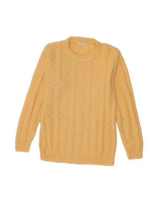 Vintage Crew Neck Jumper Sweater UK 12 Medium In Yellow