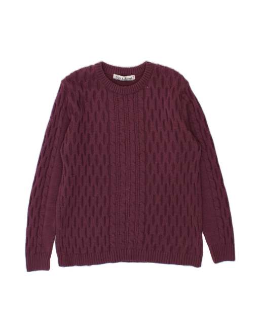 Vintage Crew Neck Jumper Sweater UK 14/16 Large In Purple